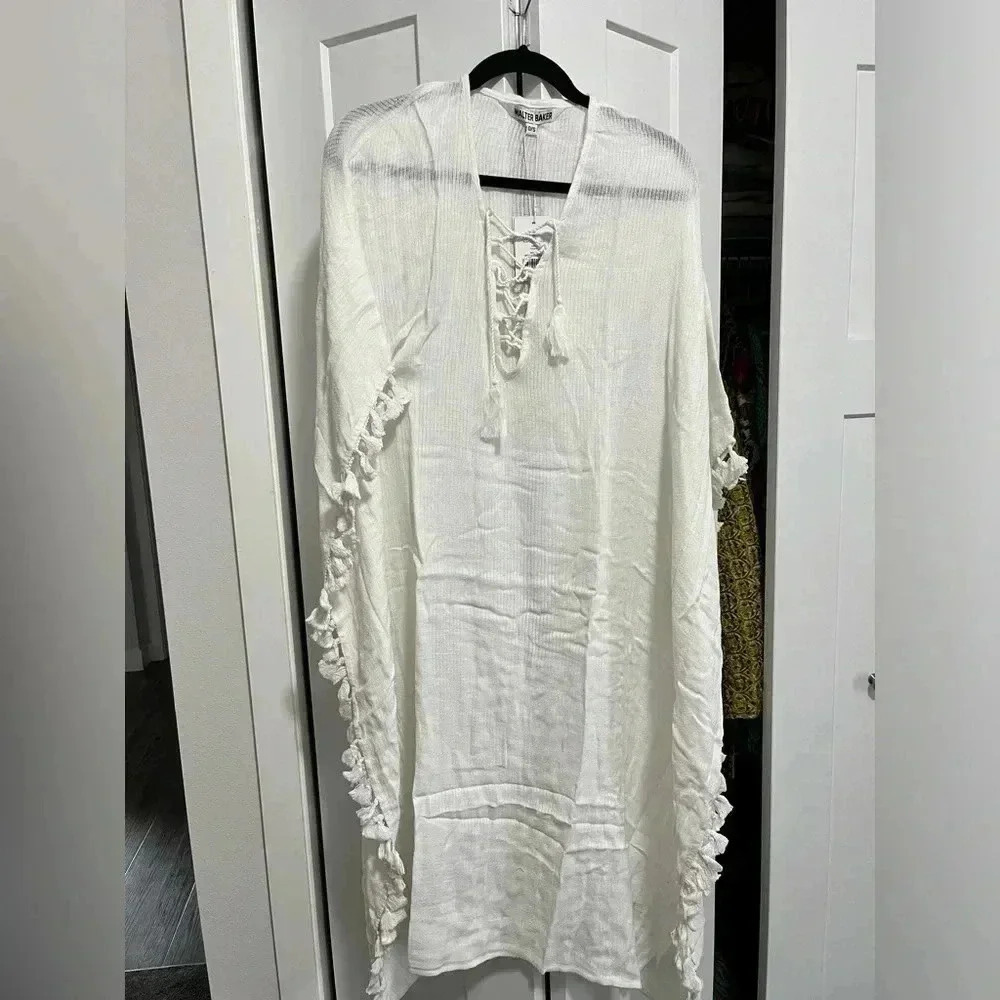 Walter Baker Ivory Acapulco Kaftan Swim/Party Dress, One Size. Kimono